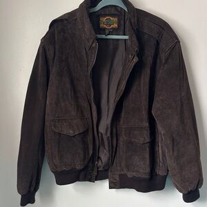 Vintage Men's Brown Leather Bomber Jacket Size XL